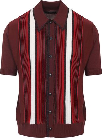 Amiri Red Embellished Striped Viscose Shirt-Uomo