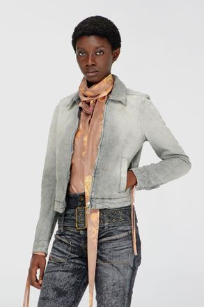 Diesel Jacket in distressed herringbone denim - Denim Jackets - Woman - Grey