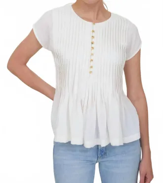 ZOE AND CLAIRE Soft Spoken Pleat Top In Ivory