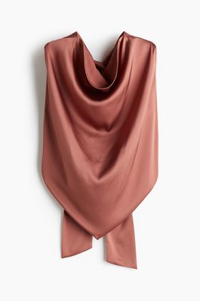 H&M Neckholdertop aus Satin - Mattrot