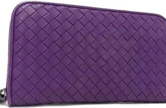 Bottega Veneta Intrecciato Purple Leather Long Wallet (Bi-Fold) (Pre-Owned)