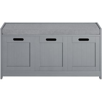 SoBuy Scarpiera da Ingresso con cassetto e 2 armadietti cassapanca Camera da Letto Carico Massimo120 kg 90x45x35cm Grigio FSR80-SG - Sobuy