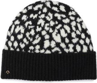 Kate Spade New York Leopard Beanie in Black/Cream at Nordstrom Rack