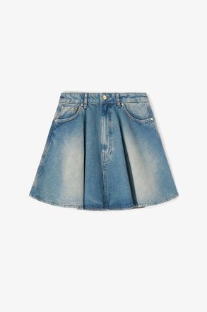 Ganni Blue Tint Rigid Denim Skirt - Size 10/12 Organic Cotton