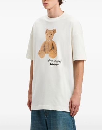 Palm Angels Mens Bear Mind Logo T-Shirt White Clothing > Polo & T-Shirts