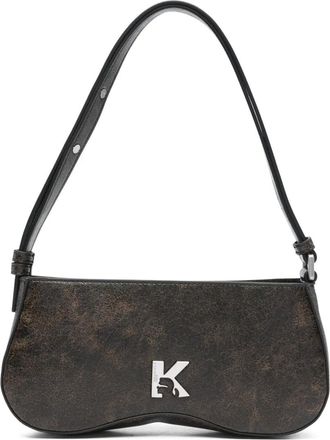 Karl Lagerfeld Borsa a spalla con placca logo - Marrone
