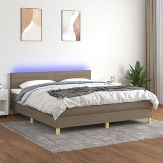 vidaXL Vidaxl - Cama Box Spring Con Colch&oacute;n Led Tela Gris Taupe 160x200 Cm