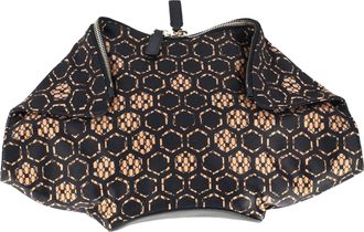 Alexander McQueen Alexander McQueen Pre-owned Womens Printed De Manta Clutch in Black Satin and Leather - Multicolour - One Size