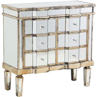 Beliani Beliani - Aparador Con Espejo Dorado 6 Cajones Shabby Chic Dise&ntilde;o Franc&eacute;s Mozela