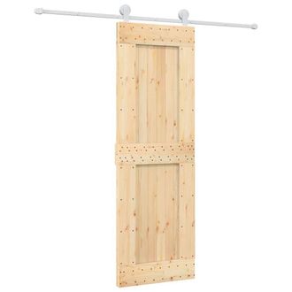 Berkfield Home Sliding Door with Hardware Set 70x210 cm Solid Wood Pine in Light Tan