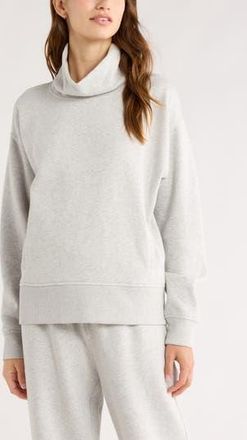 Zella Ultracozy Fleece Funnel Neck Top in Grey Light Heather at Nordstrom Rack, Size Medium