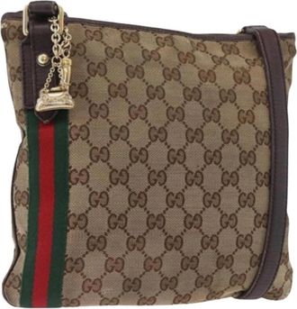 Gucci Pre-owned Vintage GG Canvas Schoudertas - Dames - Vintage Schoudertas - Beige - ONE Size - Leer - Vintage