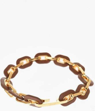 Jil Sander Leather and Brass PRECIOUS WILDNESS Chain Bracelet size Unica