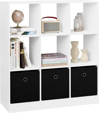 Woltu Librería con 9 cubos de almacenamiento y 3 cajones de tejido no tejido, blanco - Woltu