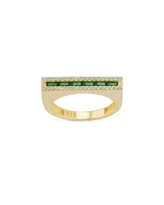 Sphera Milano 14K Over Silver Cz Bar Ring