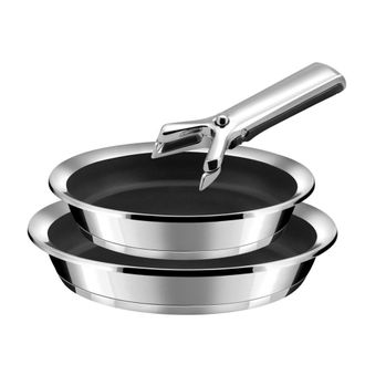 Cuisinox 2 sartenes con revestimiento cer&aacute;mico &oslash; 24/28 cm + 1 mango acero inox