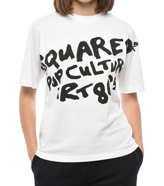 Dsquared2 White Graphic Crew Neck T-Shirt