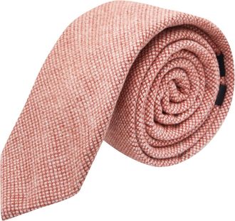 King & Priory Dark Coral Waffle Tie, Brick Red