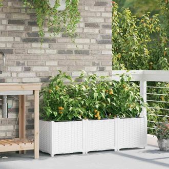 Berkfield Home Garden Planters with Water Irrigation System 3 pcs White