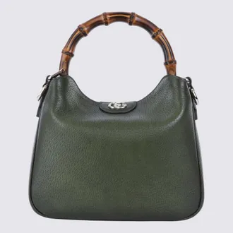 Gucci Green Leather Diana Medium Top Handle Bag
