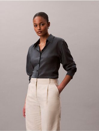Calvin Klein Jeans Calvin Klein Womens Voile Classic Button-Down Shirt - Blue - XL