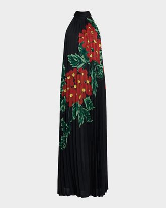 Emanuel Ungaro Lester Pleated Floral-Print Trapeze Maxi Dress