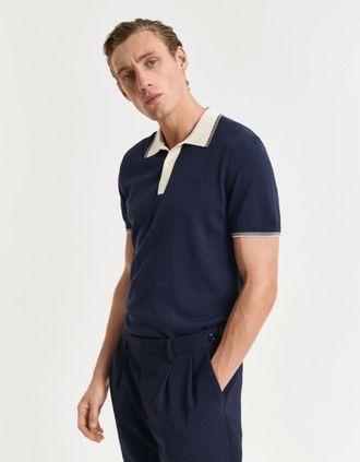 GANT Mens GANT Mens Modal Blend Short Sleeve Polo - Navy - Size: 38