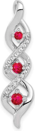 Diamond2Deal 14k Gold Diamond and.25 Ruby Twisted 3-stone Pendant