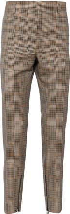 Lanvin checked tapered trousers - men - Wool/Viscose - 50 - Brown