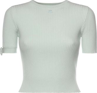 Courr&egrave;ges Ribbed Knit Cropped Top With Logo