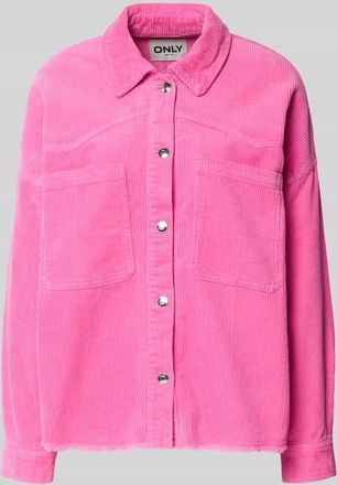 Only Oversized Hemdjacke aus reiner Baumwolle Modell LATY-BITTEN in Pink, Gr&ouml;&szlig;e XL