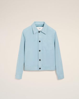 Ami Blue Leather Buttoned Ami De Coeur Jacket Blue - XL - for Men