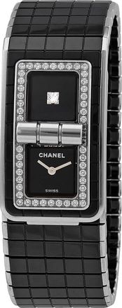 Chanel Code Coco Black Diamond Dial Steel and Ceramic Ladies Watch H5148