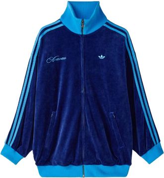 adidas Hoodies & sweatvesten, Dames, Blauw, S, Katoen, Velour Track Top