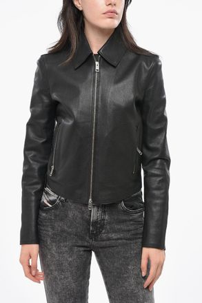 Diesel RED TAG Cropped Leather Jacket MELIA with Front Zip Diesel