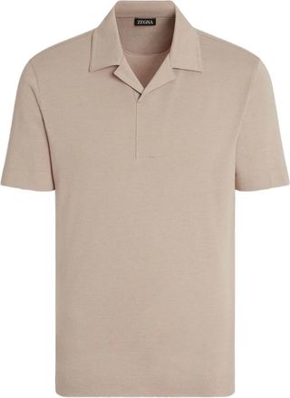 Ermenegildo Zegna notched-collar T-shirt - men - Mulberry Silk/Cotton - 60 - Neutrals