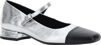 Vagabond Womens Debby Silver Slingback Pump With Strap Metallic Goat Leather