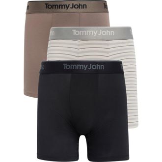 Tommy John 3-Pack Second Skin 6-Inch Stretch Modal Boxer Briefs in Black/Falcon/Vintage Stripe at Nordstrom, Size Xx-Large