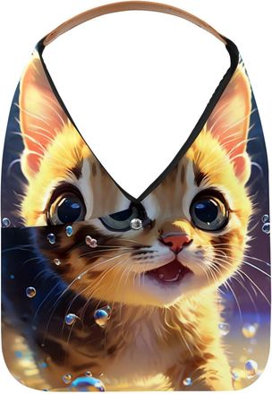 Generic Lovely Cat Swims Underwater Reusable Lightweight Grocery Bags - Foldable Into Compact Pouch, Washable & Sturdy, Multipurpose for Shopping and Travel