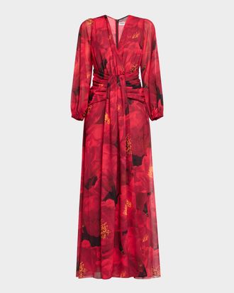 La Petite Robe Di Chiara Boni Draped Floral-Print Gown