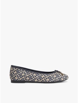 Tommy Hilfiger Womens Monogram Jacquard Ballet Flat - Blue - US 6.5 / EU 37