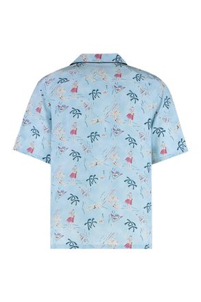 Prada Mens Shirt Printed Viscose Light Blue