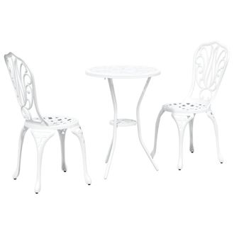 Berkfield Home 3-Piece Garden Bistro Set - White Cast Aluminum