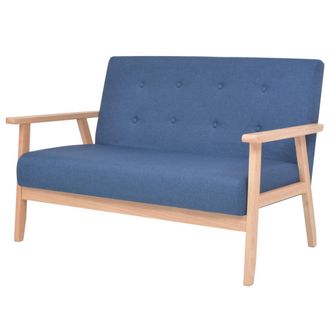 vidaXL Sof&aacute; De 2 Plazas De Tela Azul Vidaxl
