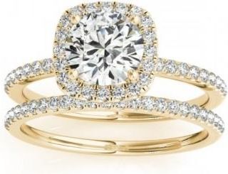 Allurez Square Halo Diamond Bridal Setting Ring & Band 18k Yellow Gold (0.33ct)