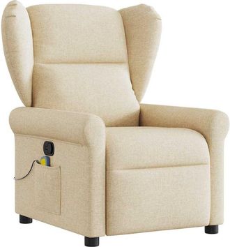 vidaXL Sillón de masaje reclinable de tela crema Vidaxl
