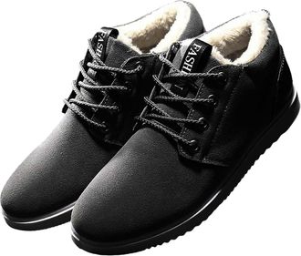 Generic Mens Fleece Snow Boots Classic Lace-ups Sneakers Winter Warm Shoe Fashion Lightweight Boots Plus Size Durable Footwear for Outdoor Cycling Hiking Skii