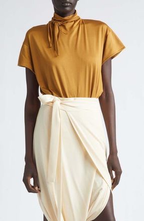 Christophe Lemaire Scarf Neck Jersey Top in Cinnamon Brown at Nordstrom, Size Xx-Small