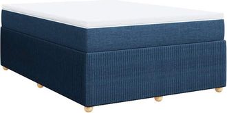 vidaXL Cama Box Spring Con Colch&oacute;n Tela Azul 140x190 Cm Vidaxl