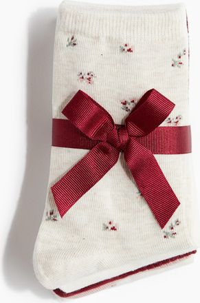 H&M 5er-Pack Socken - Weiss/Gebl&uuml;mt